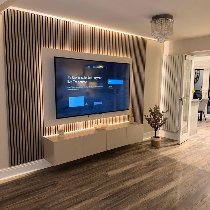 Fluted Panel Detail — Premium Finish, an example of our bespoke media wall work
