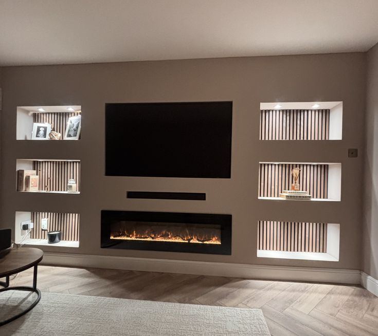Oak Floating Shelves — Premium Shelving, an example of our bespoke media wall work